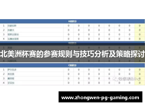 北美洲杯赛的参赛规则与技巧分析及策略探讨